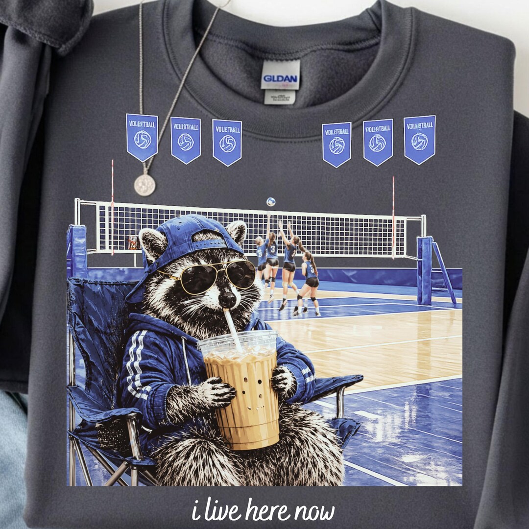 Funny Volleyball Raccoon Live Her Mom PNG, Volleyball Game Day Design ...