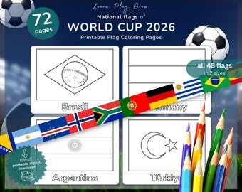World Cup 2026 National Flags Coloring Pages for Kids | All 48 Qualifying Nations | Soccer Geography Activity | ESL EFL homeschool printable