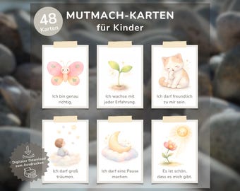 Encouragement Cards for Children (PDF) | 48 Printable Affirmation Cards | Boost Self-Esteem, Understand Feelings, Practice Mindfulness | Kindergarten, School, Home