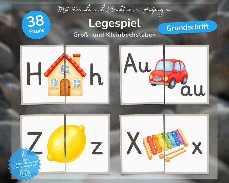 ABC Anlautkarten Grundschrift | Alphabet Legespiel mit 38 Paaren | Einschulung 2026 | Buchstaben lernen PDF | Schulanfang KiTa Vorschule Bild 7