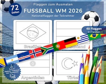 2026 FIFA World Cup Flags Coloring Pages | 72 World Cup Coloring Pages for Kids | Learn about National Flags & Countries | Printable PDF