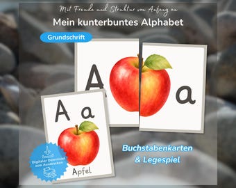 ABC Anlautkarten Grundschrift | Alphabet Legespiel mit 38 Paaren | Einschulung 2026 | Buchstaben lernen PDF | Schulanfang KiTa Vorschule