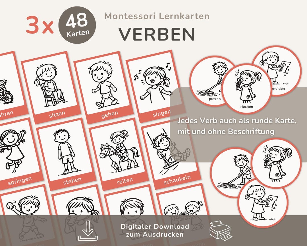 Learning Verbs for Children (PDF) | German Verb Flashcards (picture ...