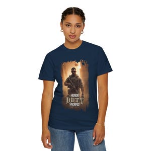 Honor Duty Sacrifice Military Graphic T-Shirt, Tactical Stoic Cotton Tee image 13