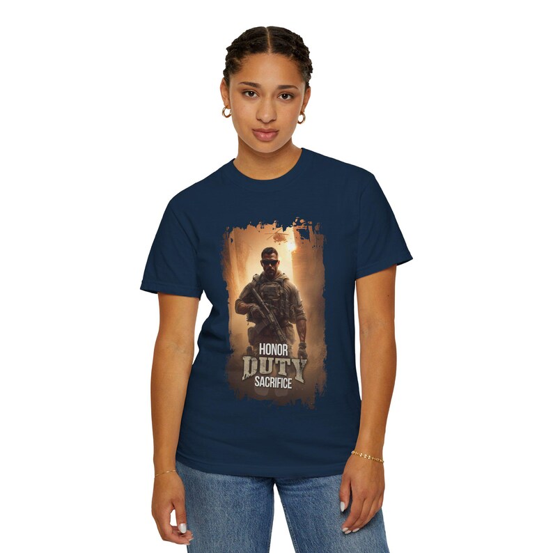 Honor Duty Sacrifice Military Graphic T-Shirt, Tactical Stoic Cotton Tee image 13