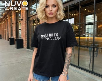 No Limits Just Action Heavyweight T-Shirt, Modern Stoic Urban Streetwear Tee