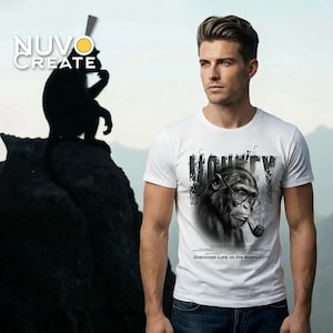 Camiseta Mono con pipa / Ilustración vintage de un mono