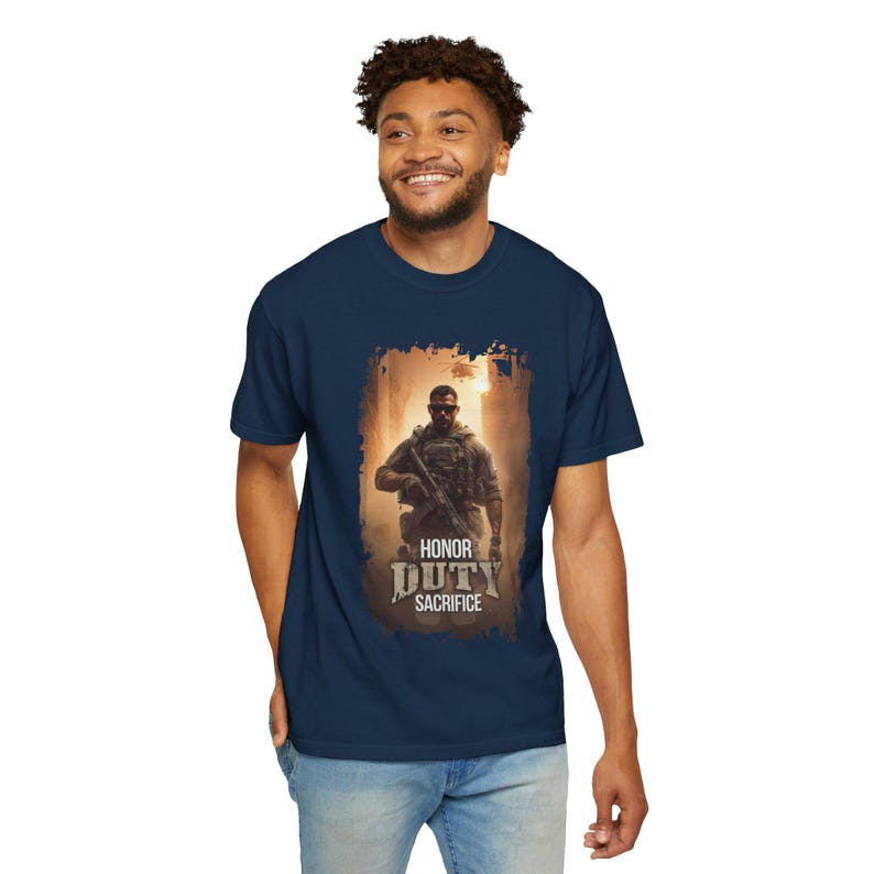 Honor Duty Sacrifice Military Graphic T-Shirt, Tactical Stoic Cotton Tee image 9