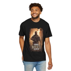 Honor Duty Sacrifice Military Graphic T-Shirt, Tactical Stoic Cotton Tee image 11