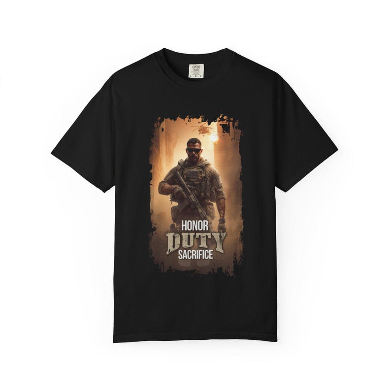 Honor Duty Sacrifice Military Graphic T-Shirt, Tactical Stoic Cotton Tee image 6