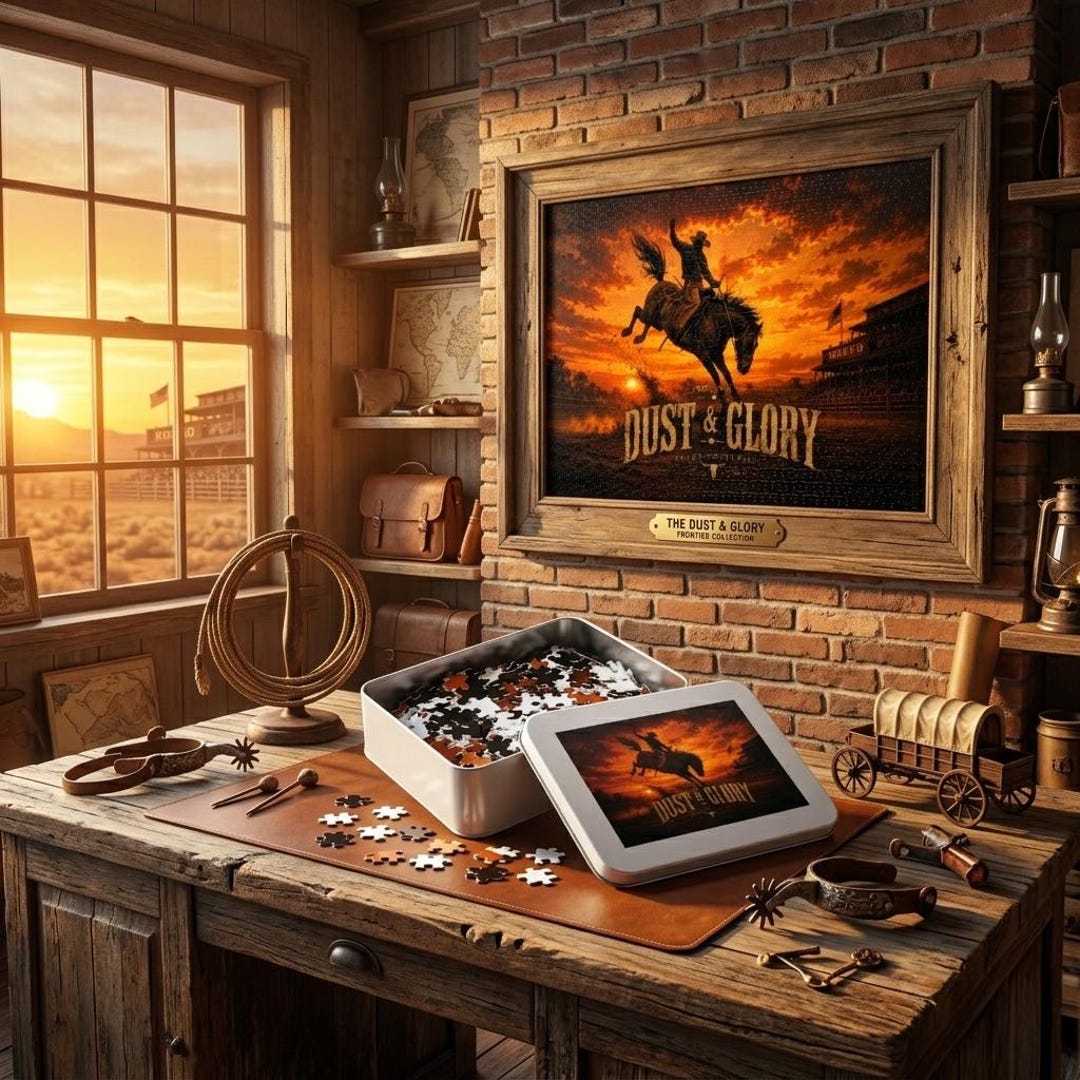 Dust & Glory Cowboy Rodeo Jigsaw Puzzle, 1000 Piece Vintage Western Art ...