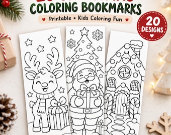 Marque-pages de Noël à colorier, marque-pages à imprimer pour enfants, 20 modèles