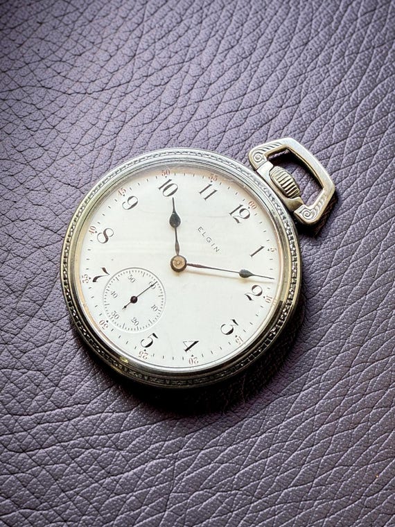 Vintage Elgin Pocket Watch, USA 1905, 18 Size, 17 Jewels, Blued Hands
