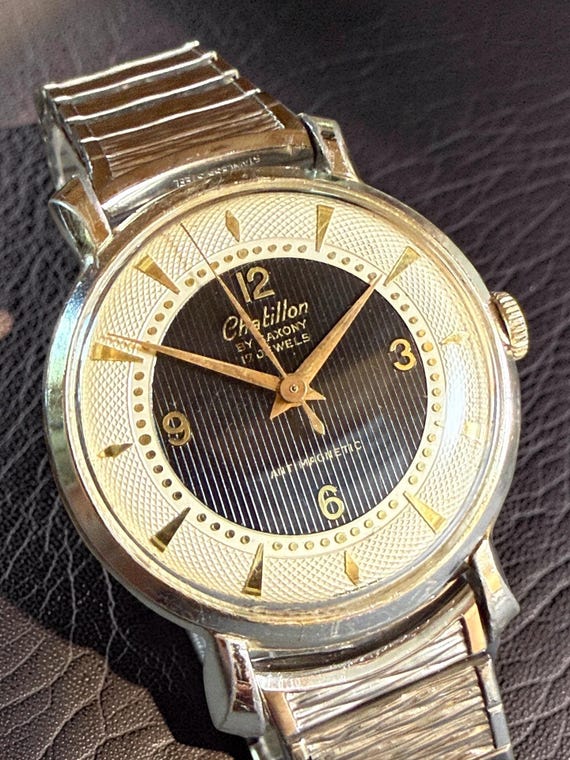 Chatillon by Saxony Vintage Swiss Watch, 17 Jewel, Speidel Calendar, November 1969