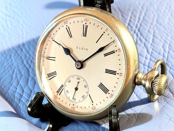 1915 Elgin Pocket Watch, Silveroid Case, Roman Numeral Dial, New Crystal, NOS Hands