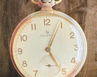Vintage Helbros Pocket Watch 17 Jewels Swiss Cal 16D Ref 93, 1940s–50s Mechanical Watch