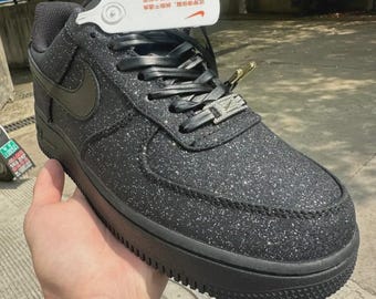 Custom Black Sparkle Air Force 1 | Disco Glam Sneakers | Unisex Party Shoes