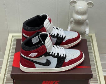 Custom AJ1 High-Top Sneakers, Chicago Diamond Bling, Handcrafted Leather