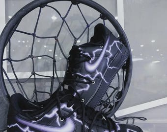 Purple Lightning Black Air Force 1 | Custom Thunder AF1 | Gothic Streetwear Sneakers