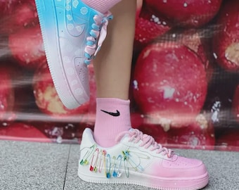 Pink Blue Gradient Air Force 1 | Pastel Bandana Print AF1 | Y2K Kawaii Streetwear Sneakers