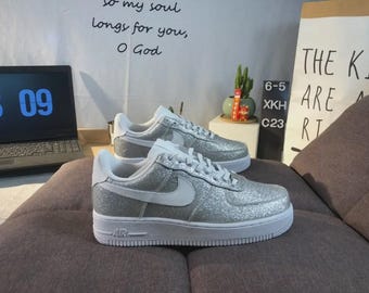 Silver Glitter Air Force 1 Gift | Sparkly Custom Sneakers |   Birthday, or Graduation