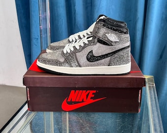 Handcrafted AJ1 High with Silver Rhinestones & Black Accents, Custom Bling Luxury Sneakers