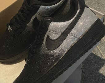Custom Black to Silver Glitter Air Force 1 | Gradient Sparkle Sneakers | Unisex Party Shoes
