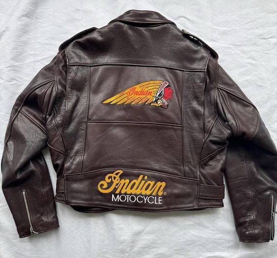 Indian Motorcycle Brown Leather Jacket, Genuine Cowhide Biker Coat