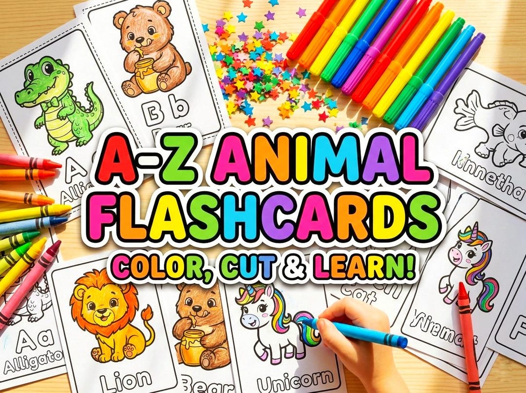 Animal Alphabet Flashcards A–Z, Montessori ABC Learning Cards, Neutral ...