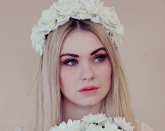 Cream velvet flower crown