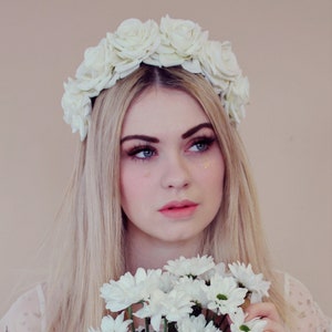 Cream velvet flower crown