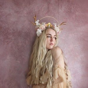 Rouge Pony peach flower halo fawn butterfly crown image 3