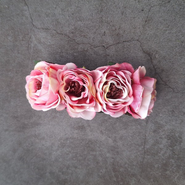 Pink floral hair clip, peony flowers, hairpin, bridesmaids hair piece