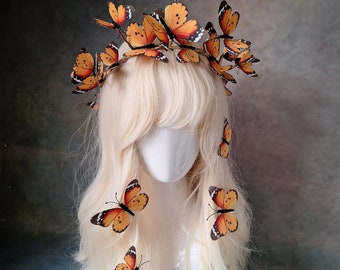 Monarch butterfly crown and hair clips