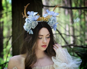 Rouge Pony pale blue flower fawn butterfly crown