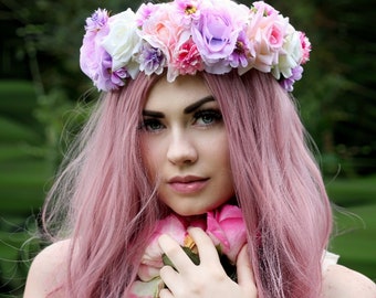 Rouge pony - pastel flower crown, flower garland, flower tiara/ headpiece