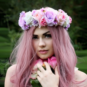 Rouge pony pastel flower crown, flower garland, flower tiara/ headpiece image 1
