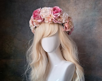 Rouge pony - pastel pink flower peony crown, flower garland