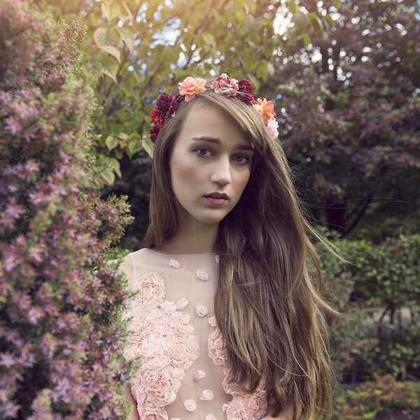 Mixed pink mini rose hairband,  summer flower crown, rose headband