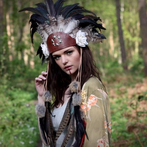 Tribal Festival Feather Headdress Costume Headpiece Feather and Tribal Festival Feather Headdress Costume Headpiece Feather and