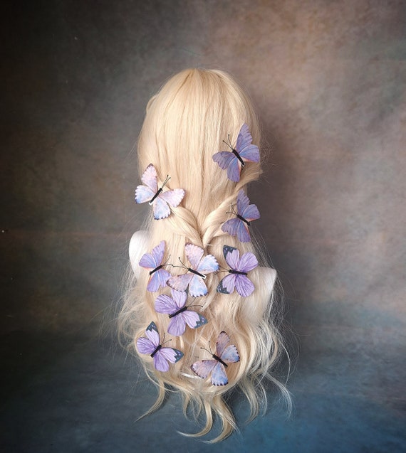 Purple Pastel Fabric Butterfly Hair Clips - Etsy display picture 1
