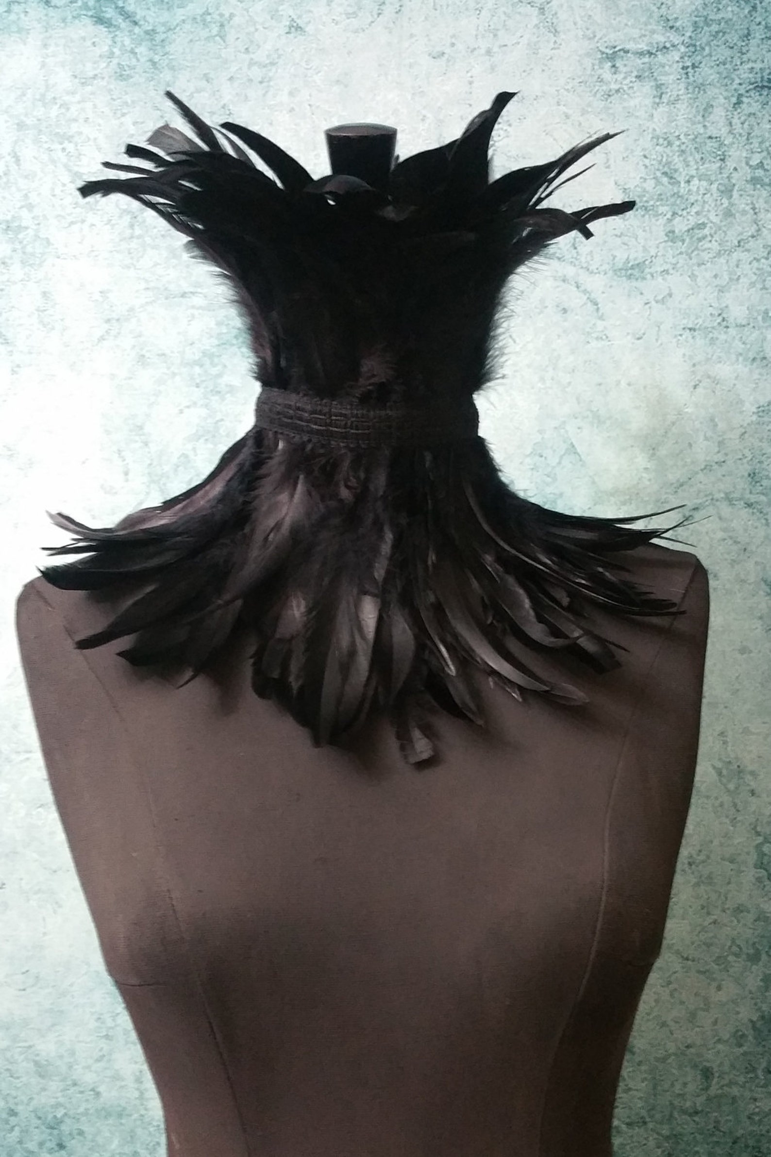 Black feather neck corset costume feather neckpiece Etsy