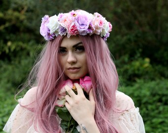 Rouge pony - pastel flower crown, flower garland, flower tiara/ headpiece