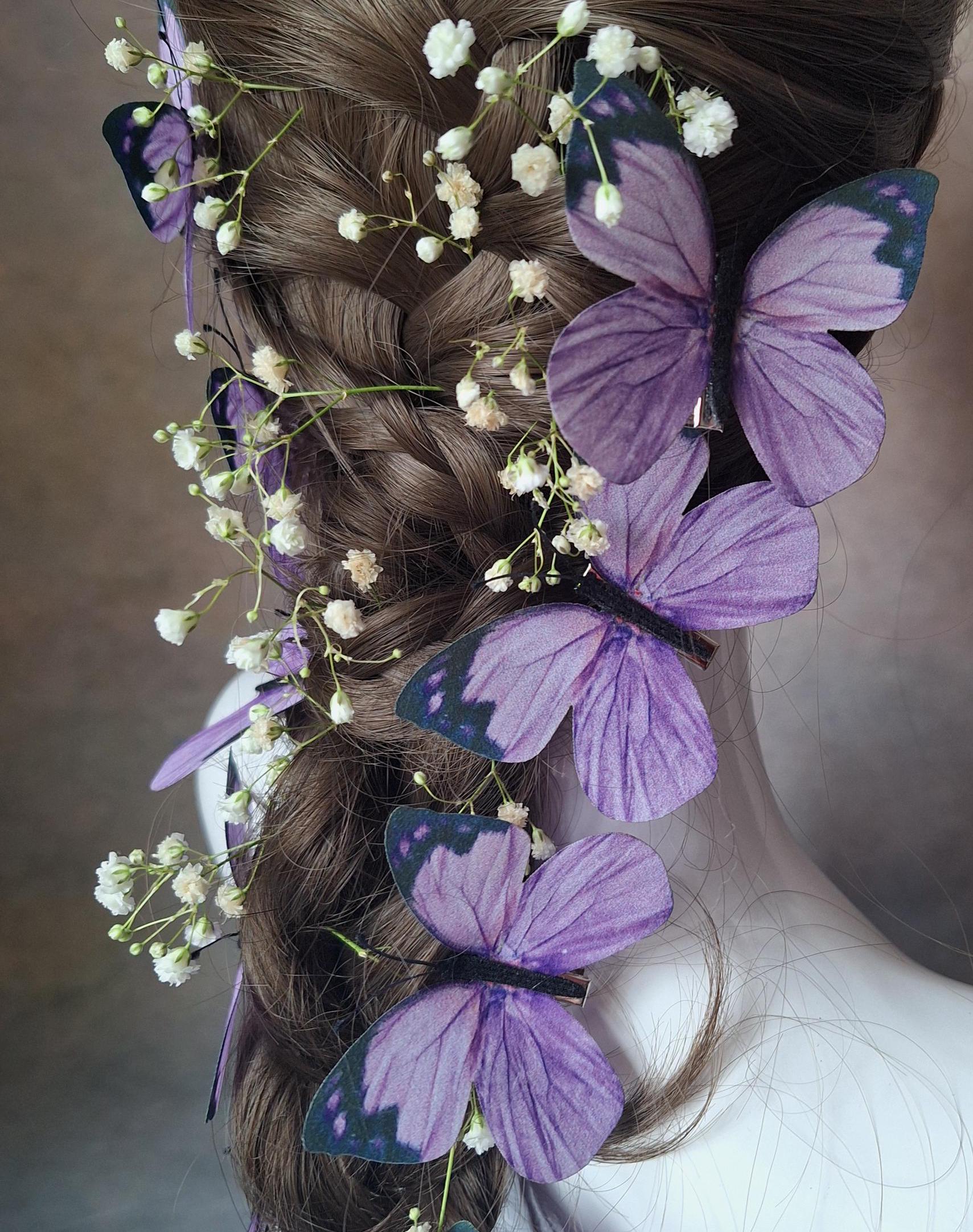 Lace Butterfly~ Purple Lavender Delicate Feminine Fabric Girly Flirty Hair Clips il_fullxfull.2611589867_ivkq.jpg main image 2