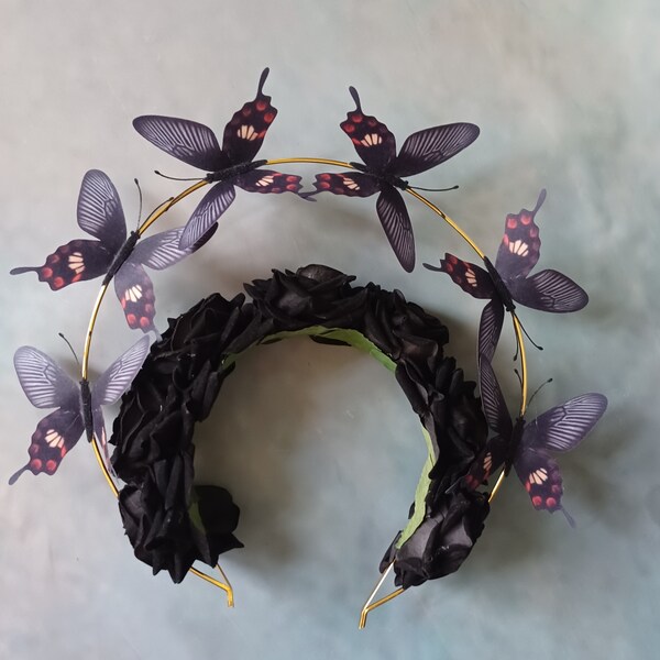 Rouge Pony black halo butterfly crown