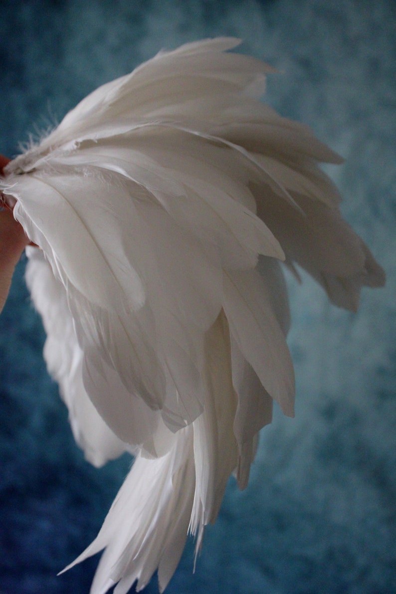 feather shoulders White feather epaulette shoulder pieces white wings
