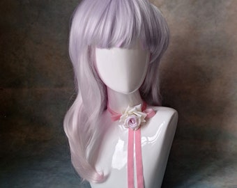 Pink and cream velvet choker