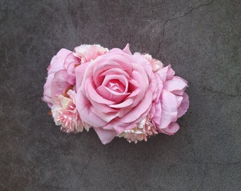 Pink floral hair clip, peony flowers, hairpin, bridesmaids hair piece