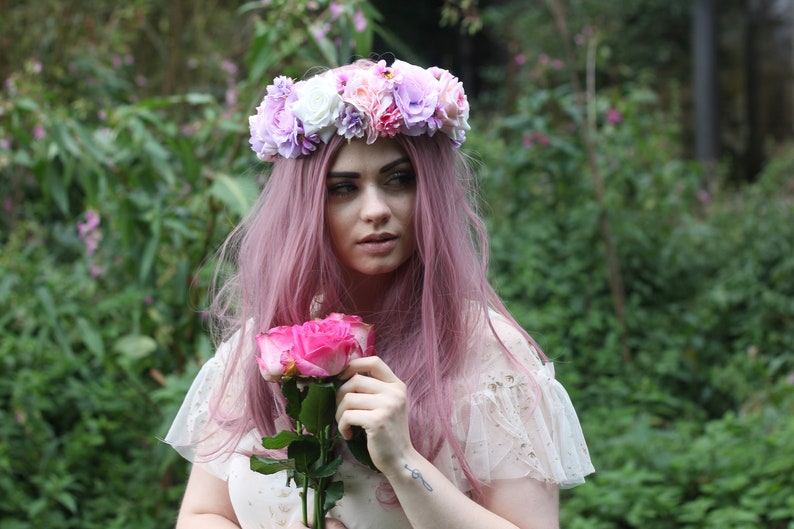 Rouge pony pastel flower crown, flower garland, flower tiara/ headpiece image 3