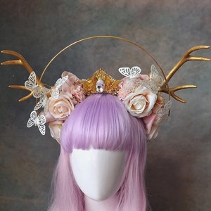 Rouge Pony peach flower halo fawn butterfly crown image 7